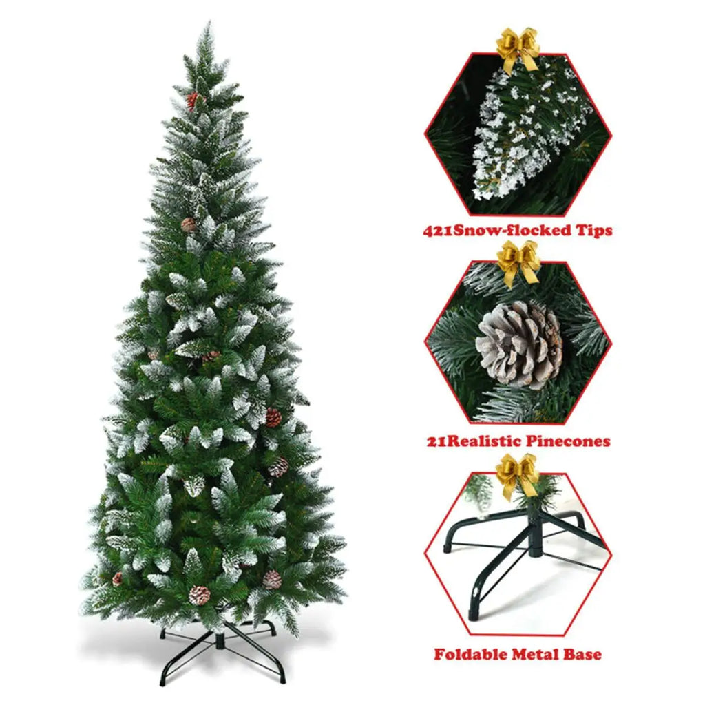 5ft Artificial Christmas Tree with Pine Cones - Festive Holiday Decor for Home & Office