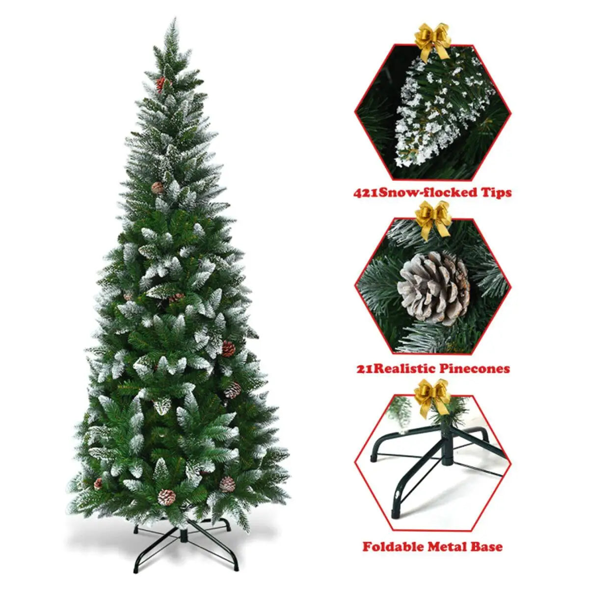 5ft Artificial Christmas Tree with Pine Cones - Festive Holiday Decor for Home & Office
